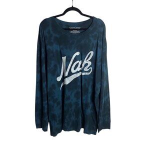 Fifth Sun Men's Size 3x Long Sleeve Tie Dye Nah Graphic Tee Shirt Blue Casual